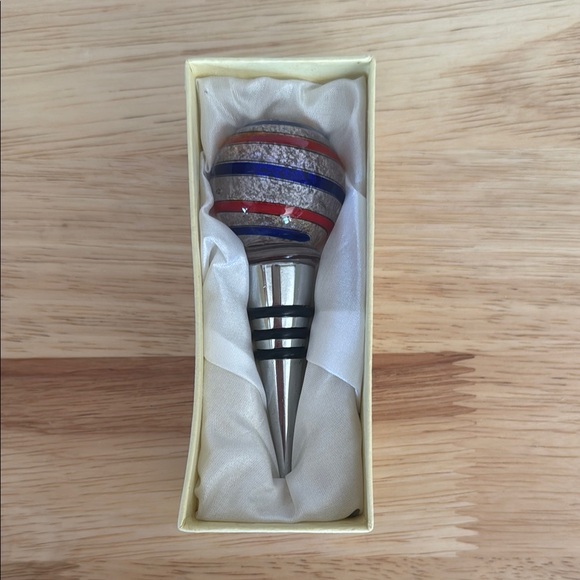 None Other - Elegant Glass Blown Wine Stopper